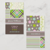 Roze Stripes controleert Stippen plakken combinati Visitekaartje (Voorkant / Achterkant)