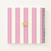 Roze Stripes Crowned Monogram Princess Diary Notitieboek (Achterkant)