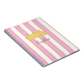 Roze Stripes Crowned Monogram Princess Diary Notitieboek (Rechterzijde)