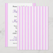 Roze stripes Custom Baby Shower Invitations Kaart (Voorkant / Achterkant)