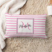 Roze Stripes Diamond Monogram | Baby Lumbar Pillow Kussen (Deken)