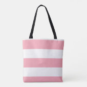 Roze stripes Eiffeltoren | Aangepaste naam Tote Bag (Achterkant)