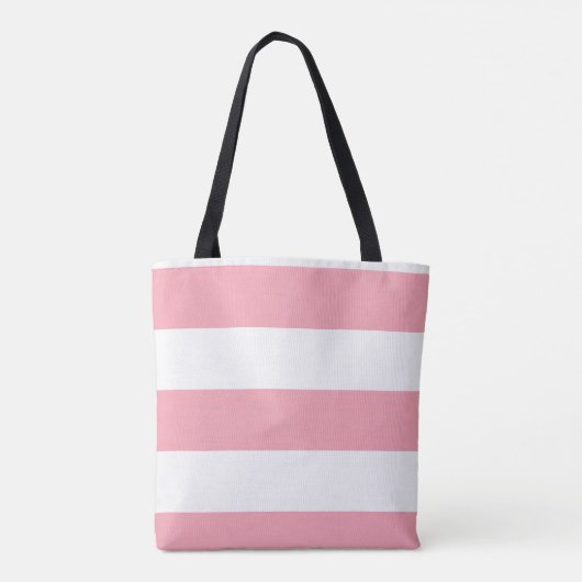 Roze stripes Eiffeltoren | Aangepaste naam Tote Bag (Achterkant)
