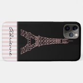Roze stripes Eiffeltoren Case-Mate iPhone Case (Achterkant (horizontaal))