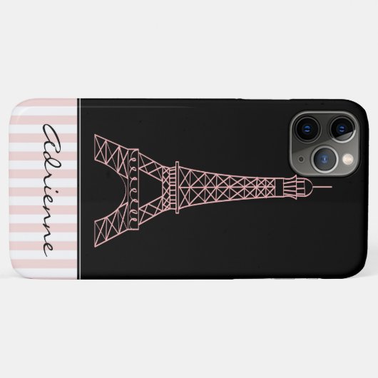 Roze stripes Eiffeltoren Case-Mate iPhone Case (Achterkant (horizontaal))