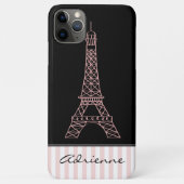 Roze stripes Eiffeltoren Case-Mate iPhone Case (Achterkant)