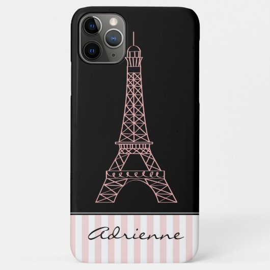 Roze stripes Eiffeltoren Case-Mate iPhone Case (Achterkant)
