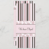 Roze stripes Elopement Announcement Kaarten (Voorkant / Achterkant)