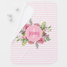 Roze stripes en bloemen babymandje