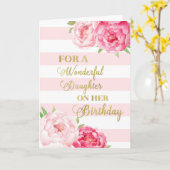 Roze stripes en bloemen dochterkaart kaart (Gele Bloem)