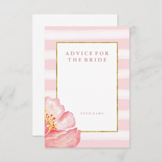 Roze stripes en pony Advice for the Bride Advieskaart (Voorkant / Achterkant)