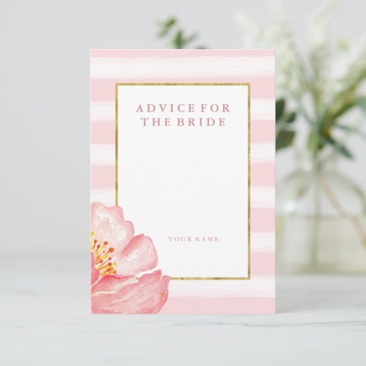 Roze stripes en pony Advice for the Bride Advieskaart (Staand voorkant)