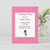 Roze Stripes en Tulip Birthday Invitation Kaart (Staand voorkant)