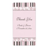 Roze stripes Floral Wedding Labels (Voorkant)