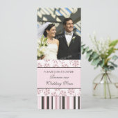 Roze Stripes Foto Wedding Vow Renewal Uitnodiging (Staand voorkant)