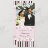 Roze Stripes Foto Wedding Vow Renewal Uitnodiging (Voorkant / Achterkant)