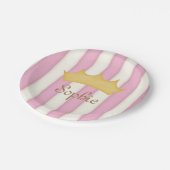 Roze stripes, gepersonaliseerde naam Princess Crow Papieren Bordje (Gekanteld)