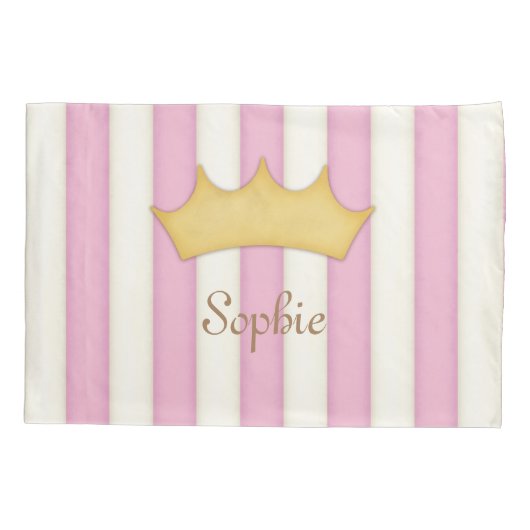 Roze Stripes - Gepersonaliseerde stekelbessen Meis Kussensloop (Achterkant)