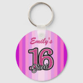 Roze stripes Glitter-nummer Sleutelhanger (Voorkant)