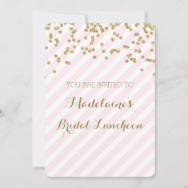 Roze stripes Gold Bridal Lunch Invitting Kaart