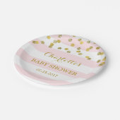 Roze stripes Gold Confetti Baby shower Bord (Gekanteld)
