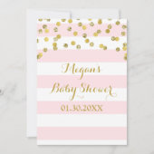 Roze Stripes Gold Confetti Baby shower Kaart (Voorkant)