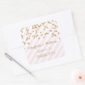 Roze Stripes Gold Confetti Wedding Favor Labels (Envelop)