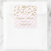 Roze Stripes Gold Confetti Wedding Favor Labels (Tas)