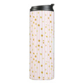 Roze stripes & Gold Polka Dots Monogram tumbler Thermosbeker (Gedraaid links)