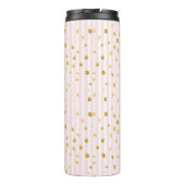 Roze stripes & Gold Polka Dots Monogram tumbler Thermosbeker (Achterkant)