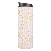 Roze stripes & Gold Polka Dots Monogram tumbler Thermosbeker (Geroteerd rechts)