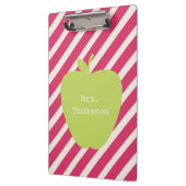 Roze stripes Green Apple Teacher Klembord (Links)