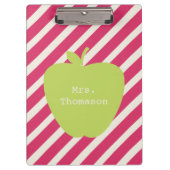 Roze stripes Green Apple Teacher Klembord (Voorkant)