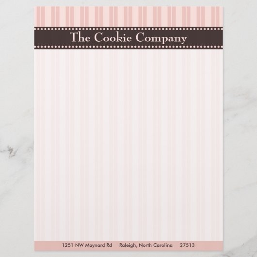 Roze stripes Letterhead Persoonlijk Briefhoofd (Voorkant)