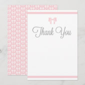 Roze stripes met Bow Hartelijk dank Bedankkaart (Voorkant / Achterkant)
