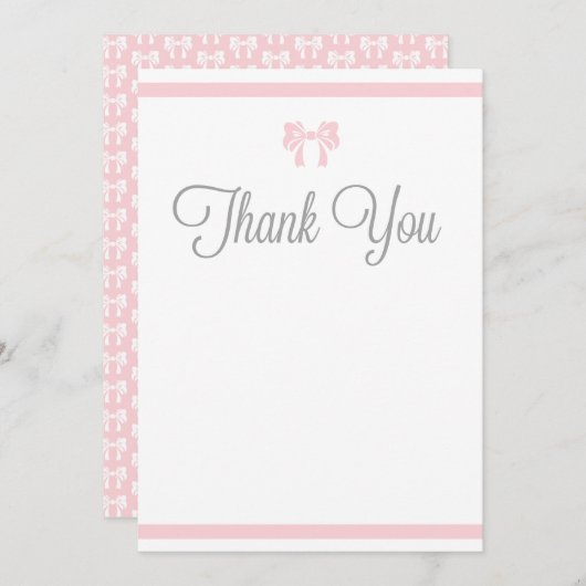 Roze stripes met Bow Hartelijk dank Bedankkaart (Voorkant / Achterkant)