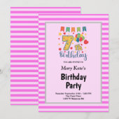 Roze stripes met de zevende verjaardag van de gebo kaart (Voorkant / Achterkant)