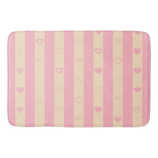 Roze Stripes Modern Heart Patroon Badmat (Voorkant)