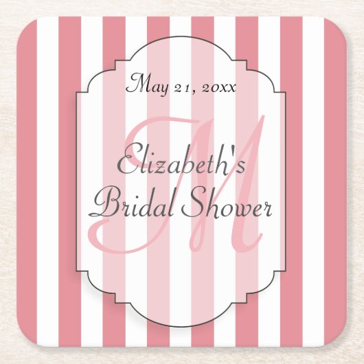 Roze stripes Monogram gepersoleerd Onderzetter pap (Voorkant)