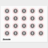 Roze stripes Monogram Stickers (Vel)