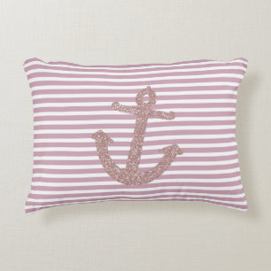 Roze stripes — Nautisch anker Accent Kussen
