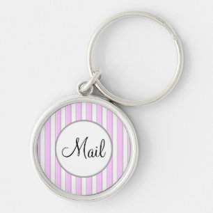 Roze stripes op White Mail Key Sleutelhanger