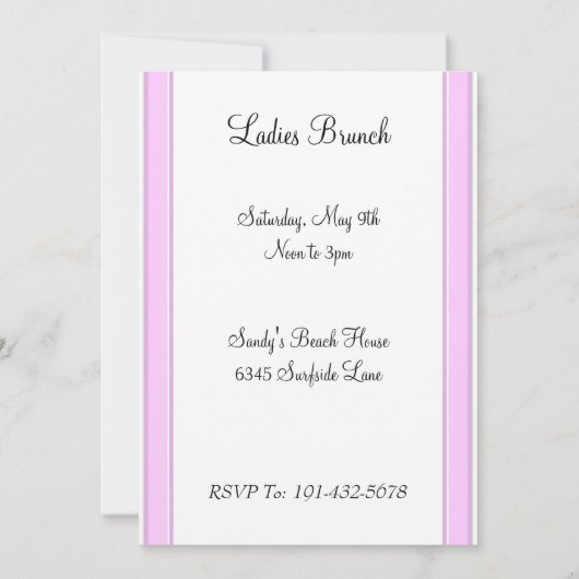 Roze stripes op witte aangepaste uitnodigingen (Achterkant)