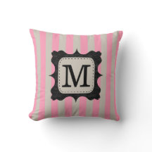 roze stripes patroon zwart, aangepast monogram