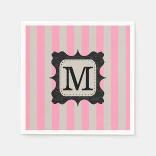 roze stripes patroon zwart, aangepast monogram servet