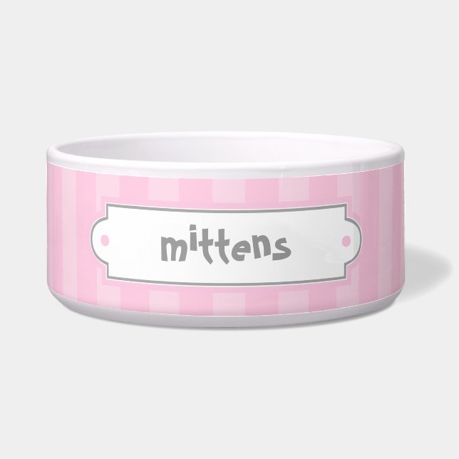 Roze stripes Pattern Pet Bowls Voerbakje (Voorkant)