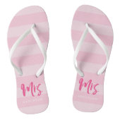 Roze stripes personaliseren met de naam Mrs. Teenslippers (Voetbed)