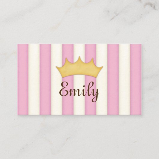 Roze Stripes persoonlijke prinses Roze kaart Visitekaartje (Voorkant)