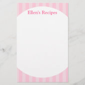 Roze stripes Recipe Note Pad (Voorkant)
