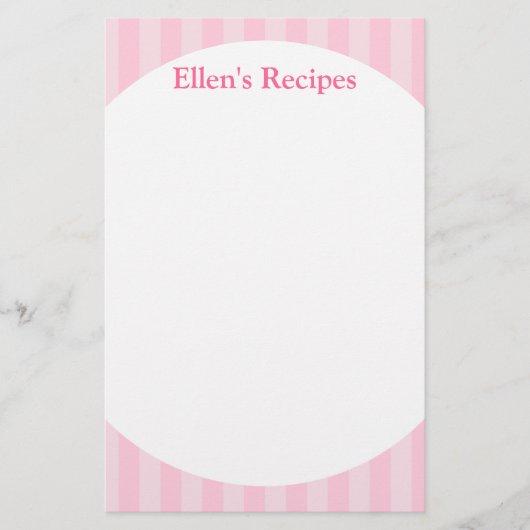 Roze stripes Recipe Note Pad (Voorkant)